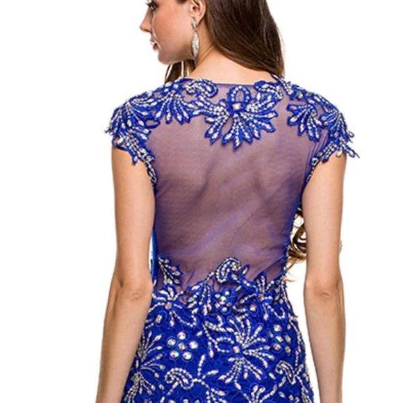 NWT Nox Anabel 3127 lace&tulle Embellished Bodycon Evening Prom Party Gown, XS - Picture 4 of 7